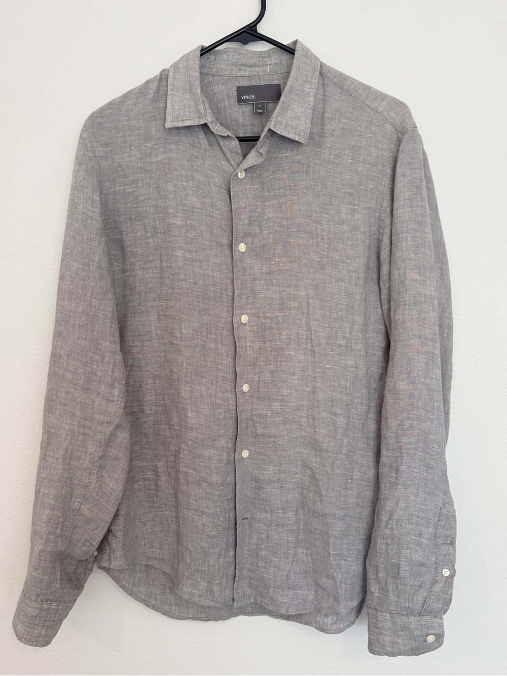 Vince Men’s Light Grey 💯 Linen Button-Down Shirt